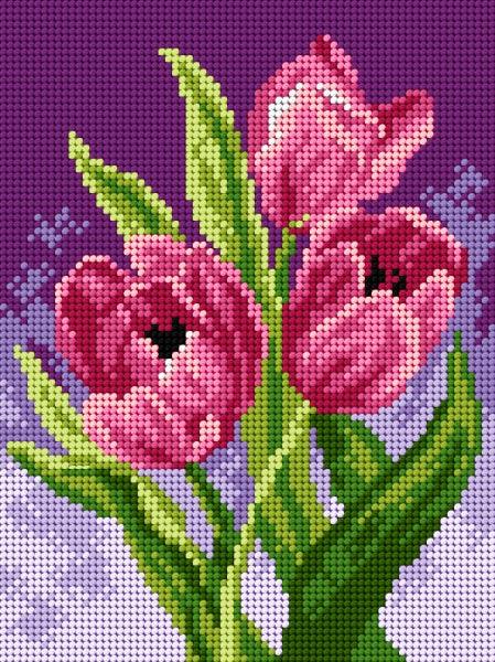 Tulip 2596F needlepoint canvas for halfstitch, featuring a printed design on durable Zweigart material, measuring 18x24 cm.